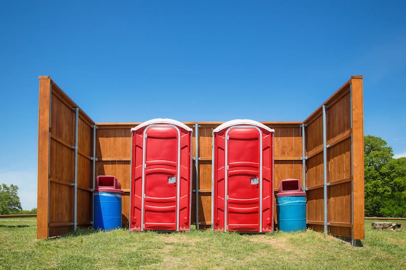Short-term porta potty units staged for delivery in Iron Mountain, Michigan